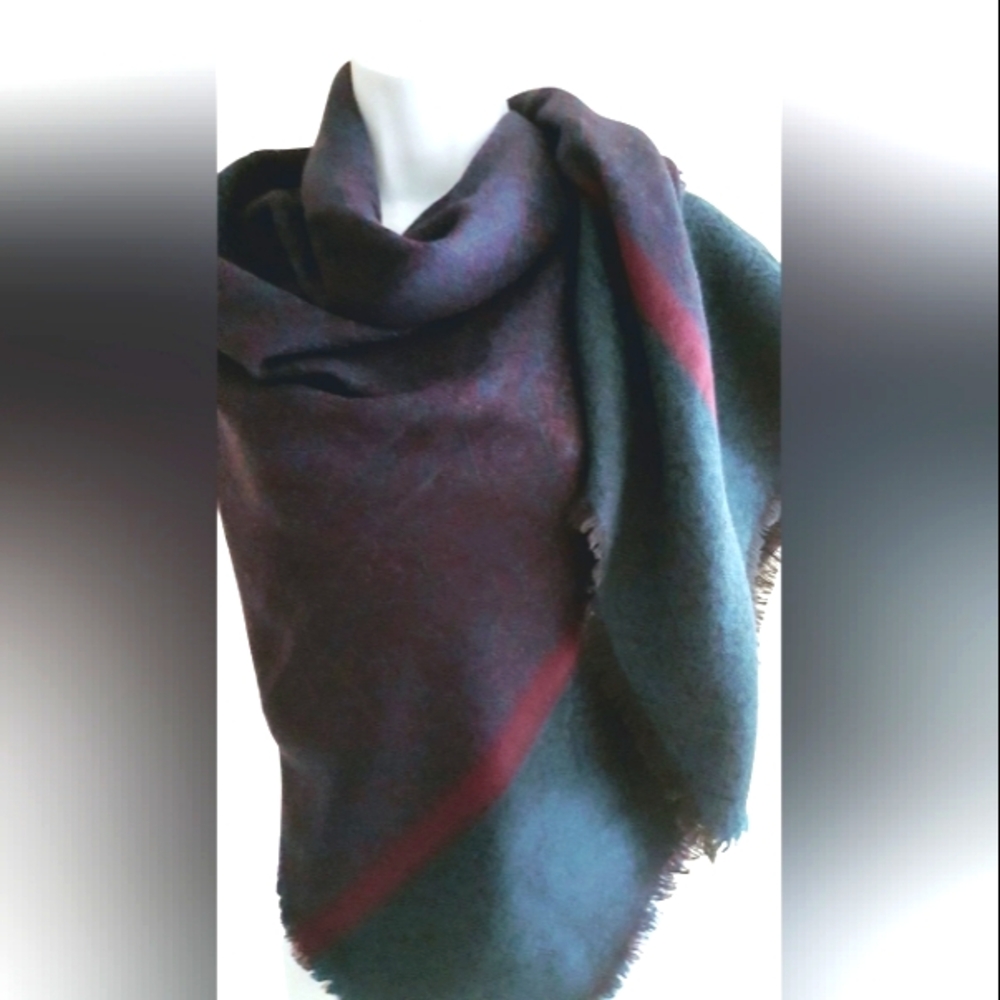 Wool Brocade (Multi-Color) Oversize Winter Scarf Wrap, 54"
